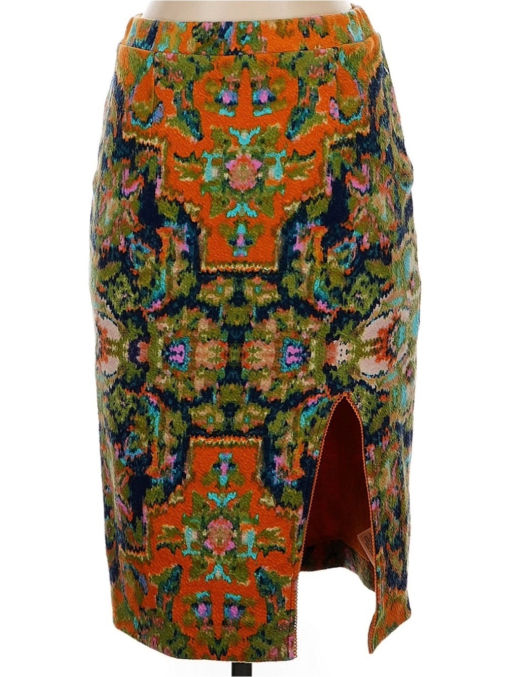 Maeve Midi Pencil Skirt with Side Slit from Anthropologie Large Orange